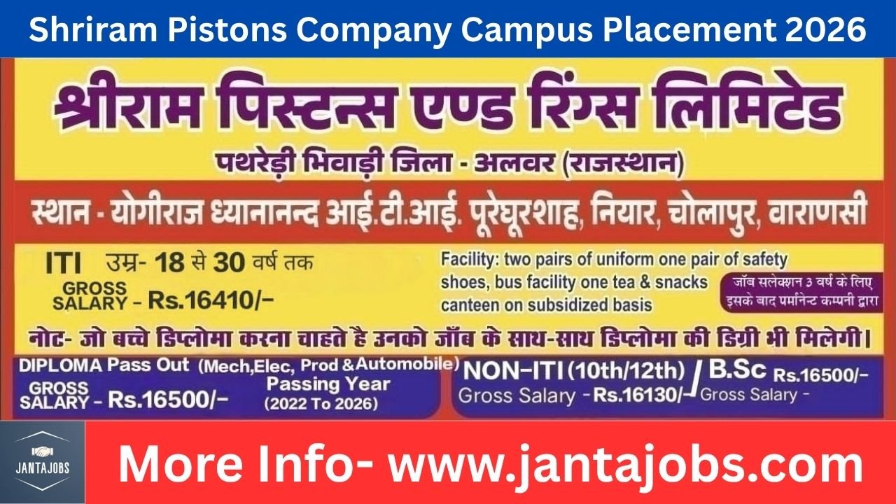 Shriram Pistons Company Campus Placement 2026,iti job 2026, campus placement 2026, shriram pistons job, bhiwadi job vacancy, rajasthan job iti, diploma job fresher, mechanical diploma job india, 10th pass job 2026, 12th pass job fresher, automobile company job india, iti fitter job, machinist job fresher, turner job vacancy, motor mechanic job, foundryman job, tool and die job, fresher job india 2026, campus drive iti, varanasi campus placement, private job iti, manufacturing company job india, fresher vacancy 2026, job for iti students, diploma mechanical fresher job, electrical diploma job india, production diploma job, bsc fresher job india, direct interview job 2026, latest iti jobs, govt recognized diploma job, apprenticeship job india, industrial job fresher, factory job india, bhiwadi factory job, alwar job vacancy, campus placement varanasi 2026, iti campus drive 2026, fresher hiring india, job without experience india, 10th pass private job, 12th pass private job, industrial training job india, fresher mechanical job india, fresher electrical job india, automobile fresher job india, job with diploma course, job with training india, iti job north india, fresher job rajasthan, campus placement notification 2026, latest job alert iti, job alert 2026 india, free job campus placement, iti student job opportunity, diploma holder job india, fresher campus job india, job after iti india, job after diploma india, job for bsc students india, private company job india, fresher job vacancy india, manufacturing job india 2026, placement drive india, walk in interview job india, iti walk in interview 2026, diploma walk in job, fresher walk in job india, latest fresher jobs india, job opening iti diploma, technical trainee job india, company hiring fresher india, iti job salary 16000, diploma job salary 16500, fresher job salary india, industrial job vacancy india, job campus interview india, iti placement drive india, fresher hiring 2026 india, job update iti students, job news india 2026, iti jobs north india 2026, fresher jobs bhiwadi, campus placement bhiwadi job, iti job alwar rajasthan, diploma job alwar, fresher job alwar, factory job rajasthan, private job rajasthan 2026, job alert rajasthan 2026, iti job varanasi campus, campus drive varanasi iti, fresher job varanasi 2026, iti placement varanasi, diploma placement varanasi, 10th job varanasi, 12th job varanasi, fresher job uttar pradesh, job alert up 2026, iti job up 2026, diploma job up 2026, fresher job up india
